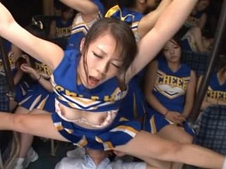 Eccentric Japanese cheerleaders get douche in excess of on a instructor