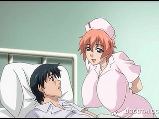 Well-endowed perawat hentai menyebalkan dan rides ayam dalam video anime