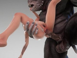 Cô gái dễ thương bạn tình với con quái vật lớn quái vật quái vật 3D khiêu dâm cuộc sống hoang dã